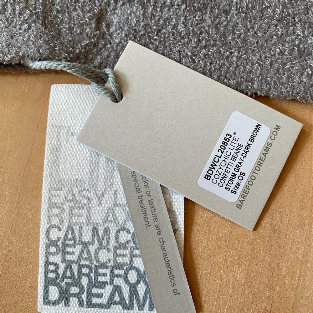 Barefoot Dreams CozyChic Lite Confetti Beanie Storm Gray Winter Hat NEW - Picture 4 of 5